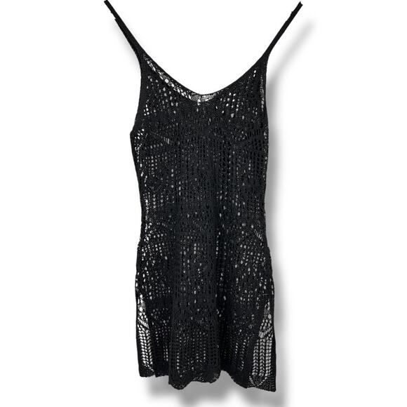 Unbranded Open Knit Swim Cover Bodycon Women’s S Black Swim Cover-up Beach Pool - Picture 2 of 4